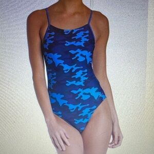 Sporti Brand Stylish Blue Camo One-Piece Swimsuit